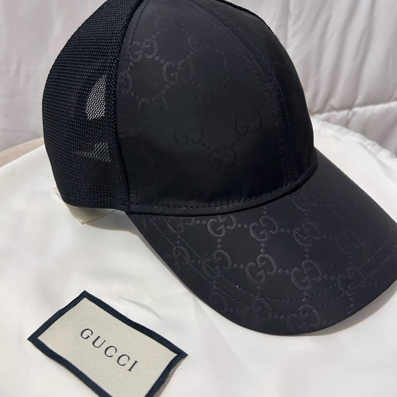 Authentic GUCCI Nylon Monogram Baseball Hat size M in Black. - Picture 2 of 8